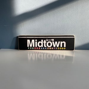 Midtown Manhattan New York City Neighborhood Hand Crafted Horizontal Wood Sign - Subway sign, NY Decor, NYC Art, Subway Art, NYC Sign