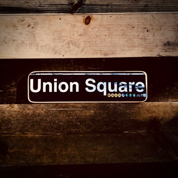 Union Square Manhattan New York City Neighborhood Hand Crafted Horizontal Wood Sign - 4x15 in.