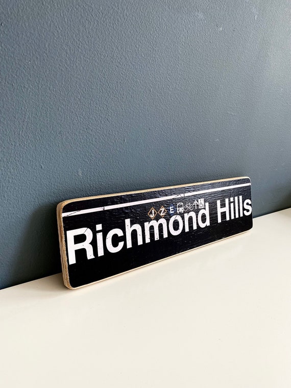 Richmond Hill Queens New York City Neighborhood Hand Crafted Horizontal Original Wood Sign - Subway sign, NY Decor, NYC Art, NYC Sign