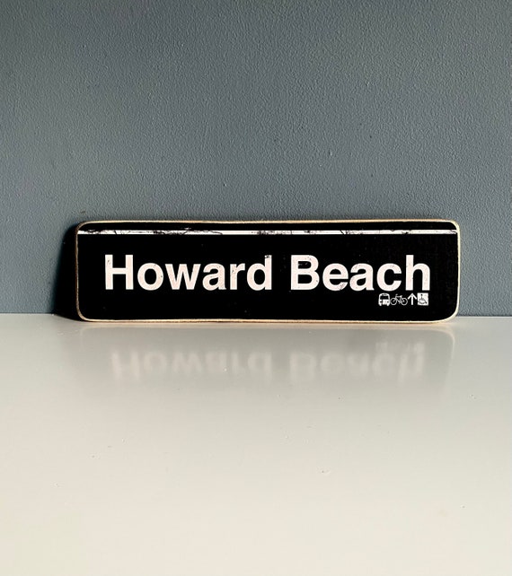 Howard Bch Queens New York City Neighborhood Hand Crafted Horizontal Original Wood Sign - Subway sign, NY Decor, NYC Art, Ny Gift, NYC Sign