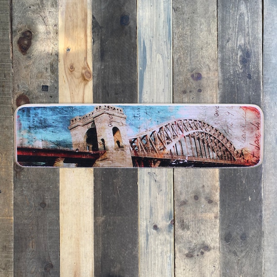 Horizontal Transfer of Hells Gate bridge Original  Photography NYC // Art // Hand Crafted // Made on Wood //