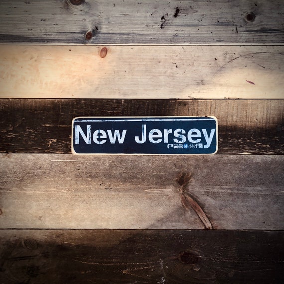 New Jersey Hand Crafted Horizontal Original Wood Sign - Subway sign, NJ Decor, New jersey Art, NJ Gift, New jersey Sign