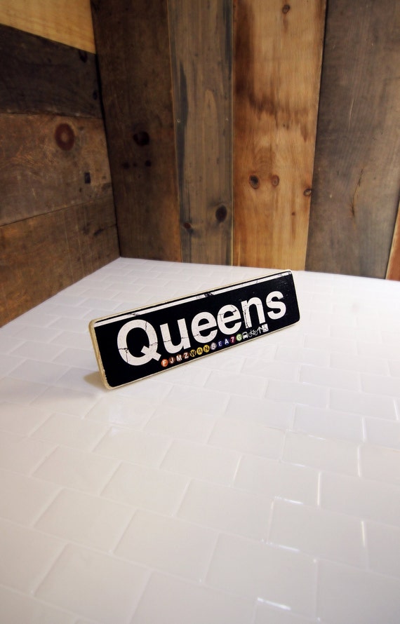 Queens Neighborhood Hand Crafted Horizontal Wood Sign. 4X15in.