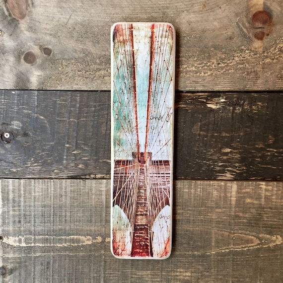 Vertical Transfer of Brooklyn Bridge Abstract Landscape Original Photography NYC // Art // Hand Crafted // Made on Wood // Ny gift