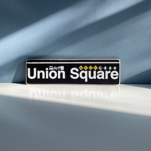 Handcrafted Union Square Subway Sign: NYC Wood Art