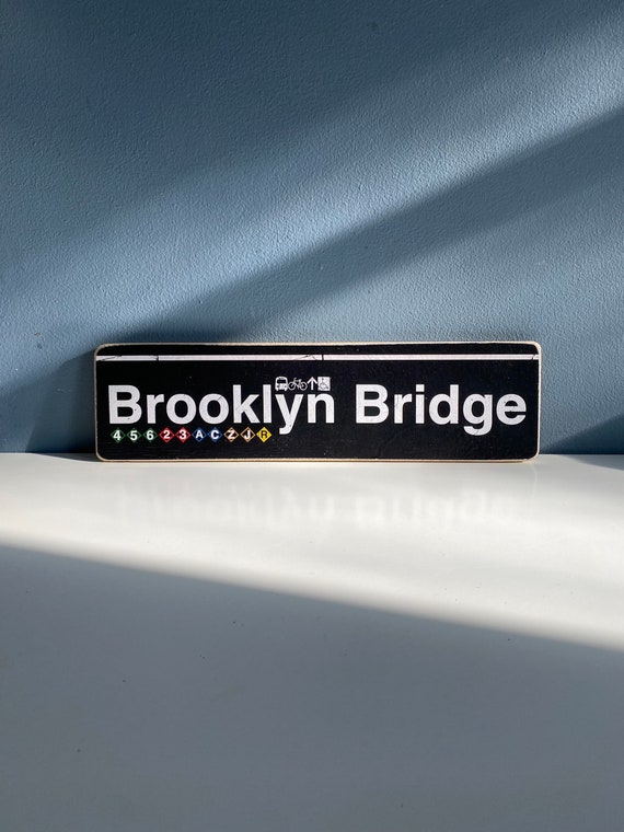 Brooklyn Bridge sign / Brooklyn Neighborhood Hand Crafted Horizontal Original Wood Sign - Subway sign, NY Decor, NYC Art, Ny Gift, NYC Sign