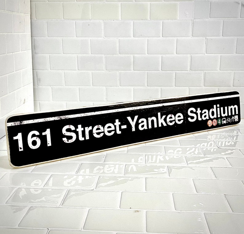 New York Yankees Stadium Subway Sign 161 Street Station Hand Etsy