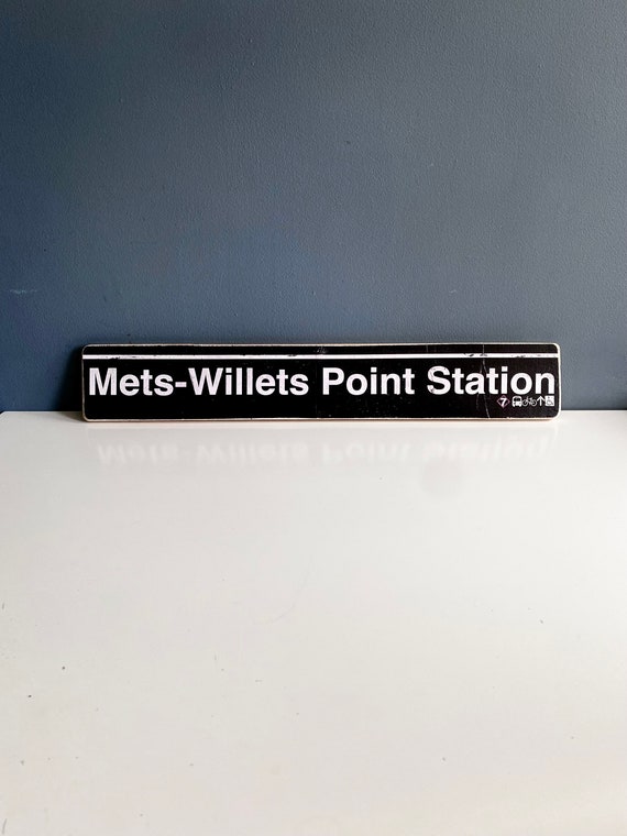 Mets-Willets Point Station sign/ NY Mets Hand Crafted Wood Sign - Nyc sign, Nyc gift, Ny Mets art, subway sign, Ny Mets Sign, Ny Meets gift