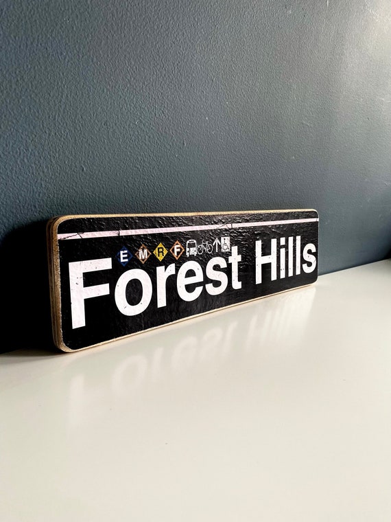 Forest Hills Queens New York City Neighborhood Hand Crafted Horizontal Original Wood Sign - Subway sign, NY Decor, NYC Art, Ny Sign