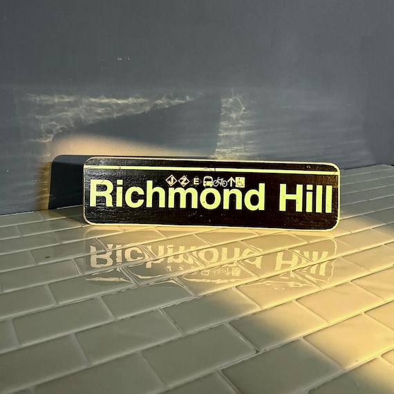 Richmond Hill Queens New York City Neighborhood Hand Crafted Horizontal Original Wood Sign - Subway sign, NY Decor, NYC Art, NYC Sign