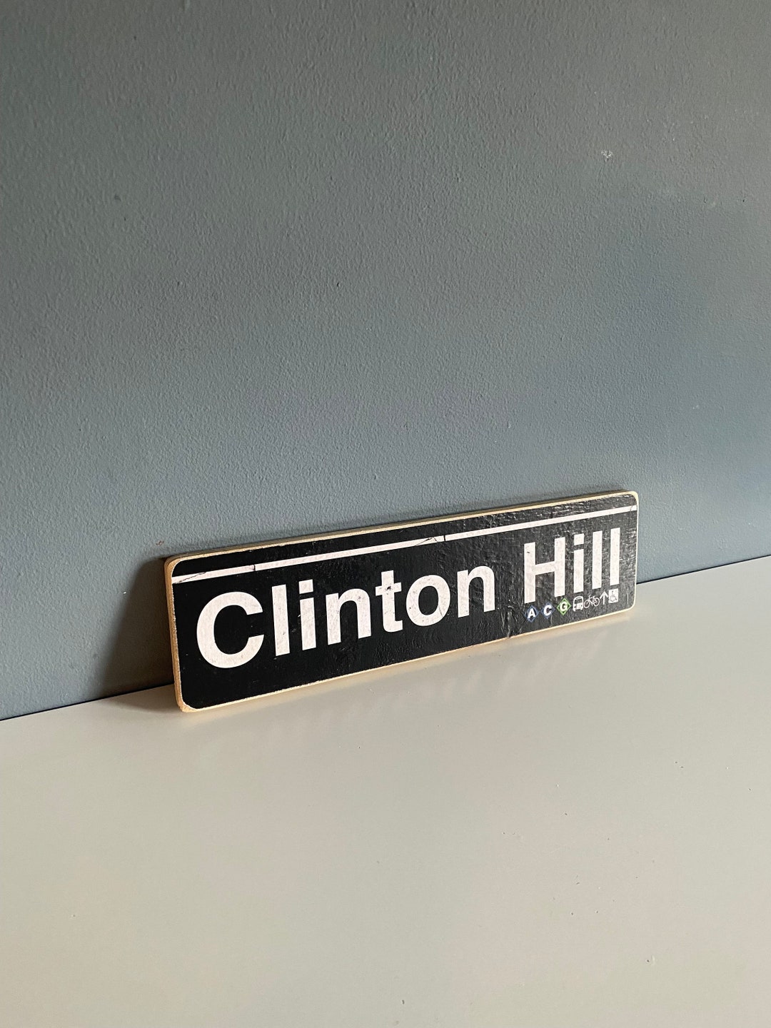 Handcrafted Clinton Hill Subway Sign: Brooklyn Wood Art - Etsy