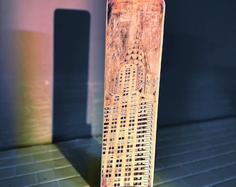 Handcrafted Chrysler Building Wood Sign: Manhattan NYC Photography