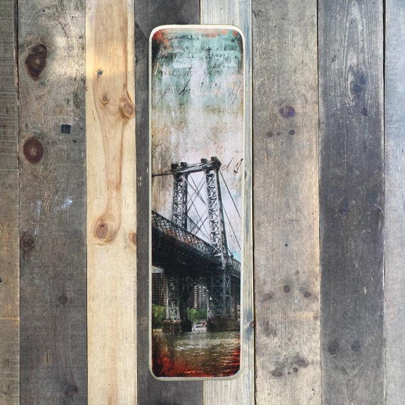 Vertical Transfer of Williamsburg bridge Original  Photography NYC // Art // Hand Crafted // Made on Wood // ny gift
