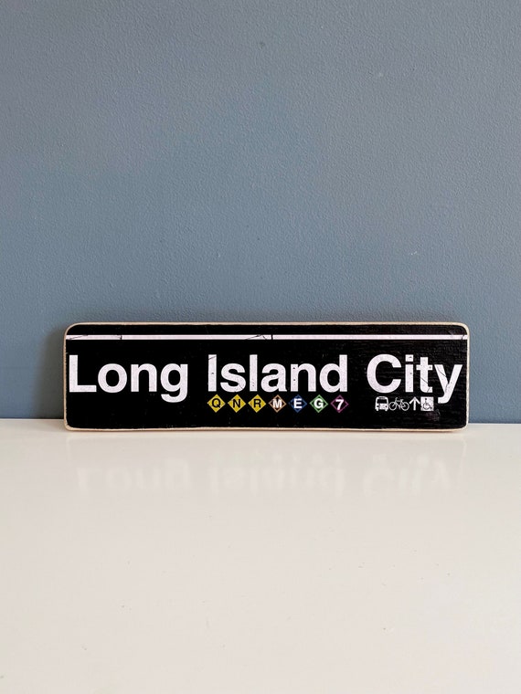Long Island City Queens New York City Neighborhood Hand Crafted Horizontal Original Wood Sign - Subway sign, NY Decor, NYC Art, NYC Sign