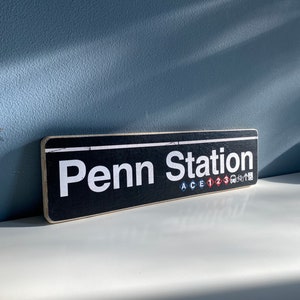 Handcrafted Penn Station Wood Sign: NYC Subway Art