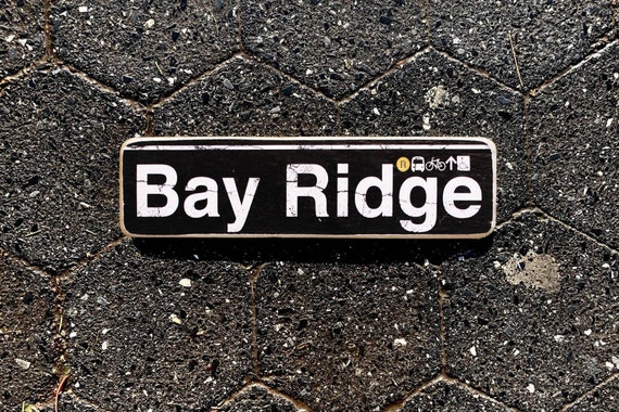 BayRidge, Brooklyn New York City Neighborhood Hand Crafted Horizontal Wood Sign - Subway sign, , NYC Art, Subway Art, NYC Sign. ny gift