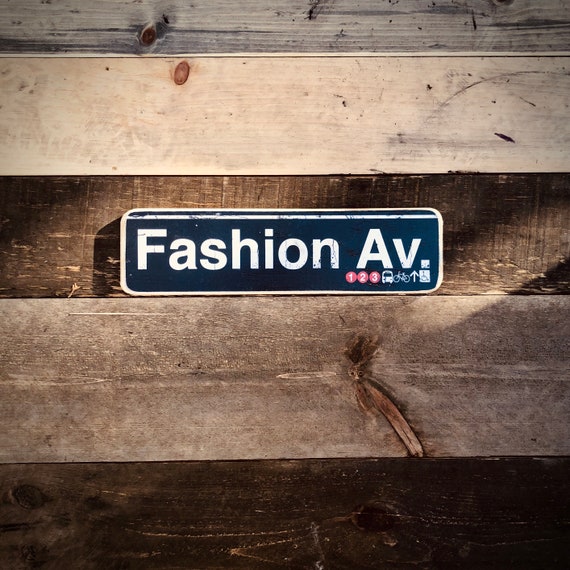 Fashion Av Manhattan New York City Neighborhood Hand Crafted Horizontal Wood Sign - 4x15 in.