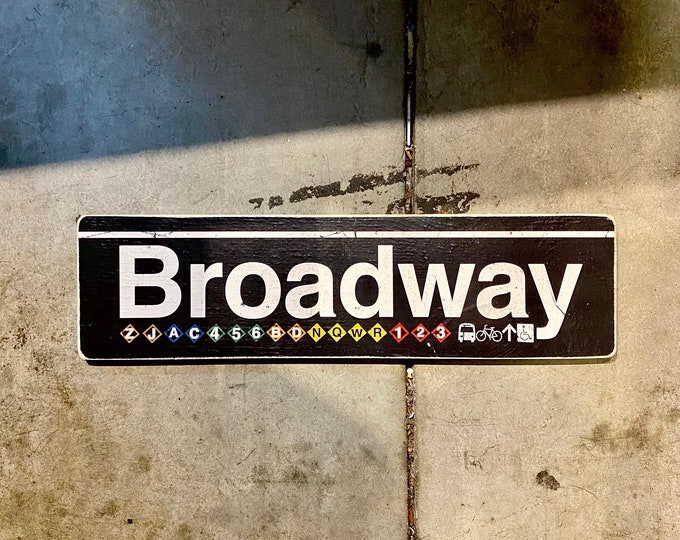 Handcrafted Broadway Subway Sign: New York City Wood Art
