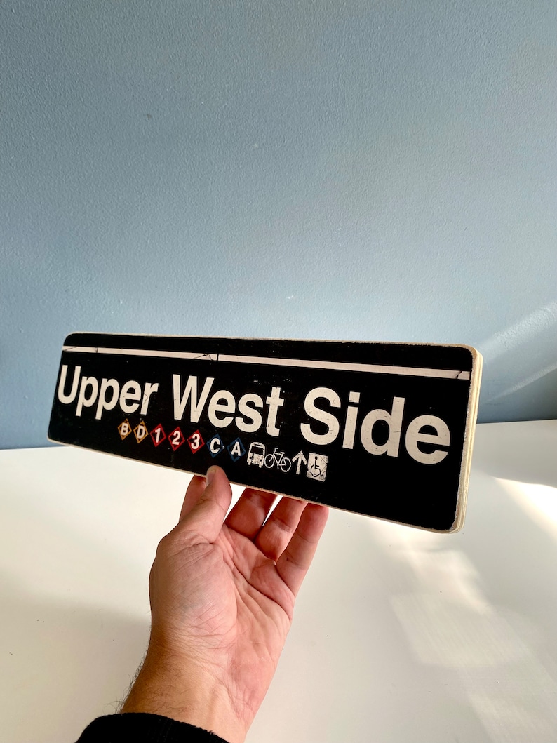 Handcrafted Upper West Side Wood Sign: NYC Subway Art - Etsy