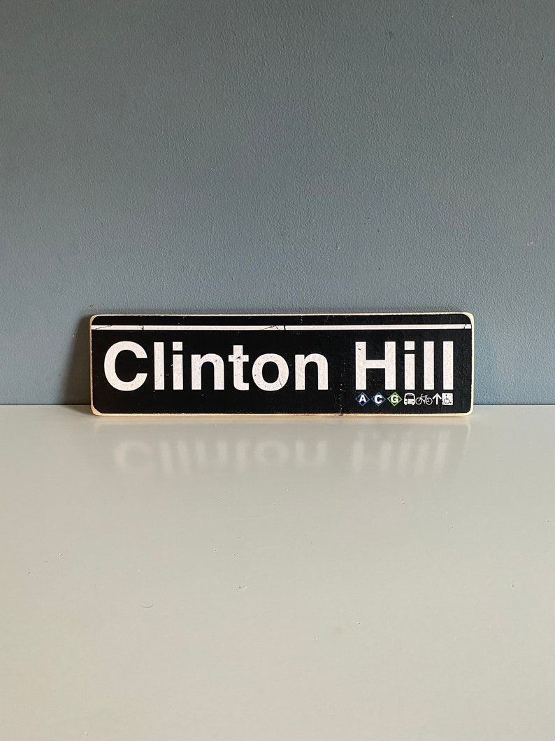 Handcrafted Clinton Hill Subway Sign: Brooklyn Wood Art - Etsy
