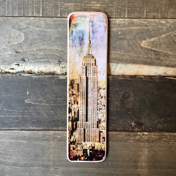 Empire State Building Manhattan New York City Original Vertical Landscape Photography Hand Crafted on Wood - 4X15inches ny gift