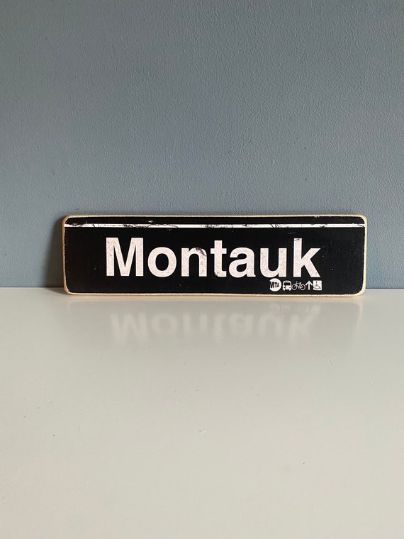 Montauk Long Island New York  Hand Crafted Horizontal Original Wood Sign - Subway sign, NY Decor, NYC Art, Ny Gift, NYC Sign.