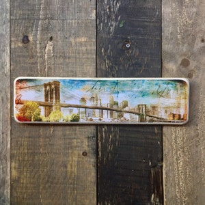Brooklyn Bridge Skyline Photography Hancrafted on Wood / Nyc Art / Nyc Home Decor / Nyc Gift / Brooklyn Bridge art