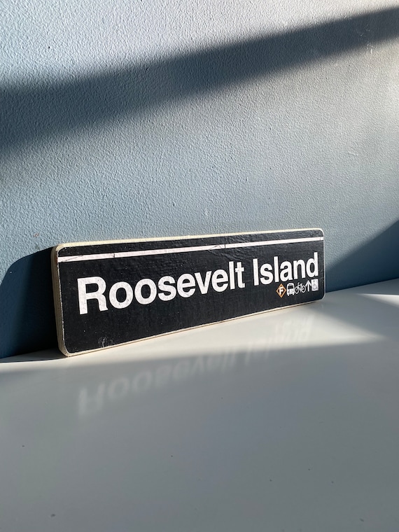 Roosevelt Island sign Hand Crafted Horizontal Original Wood Sign - Subway sign, NY Decor, NYC Art, Ny Gift, NYC Sign.