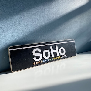 Handcrafted Soho Subway Sign: New York City Wood Art