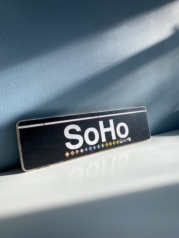 Soho sign  New York City Neighborhood Hand Crafted Horizontal Original Wood Sign - Subway sign, NY Decor, NYC Art, Ny Gift, NYC Sign