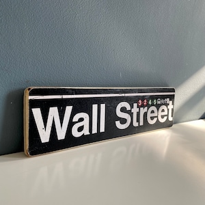 Wall Street  Manhattan New York City Neighborhood Hand Crafted Horizontal Wood Sign - Subway sign, NY Decor, NYC Art, Subway Art, NYC Sign