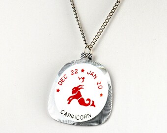 Capricorn Horoscope Vintage Horoscope Necklace Horoscope Pendant Sea Goat