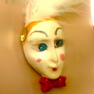 Vintage Lady Pin Face Harlequin Pin Face Brooch 1960&#39;s