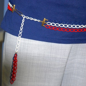 Vintage Belt Red White and Blue Chain Belt