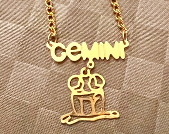 Horoscope Necklace Gemini Vintage Horoscope Necklace Gemini Horoscope Zodiac Gemini