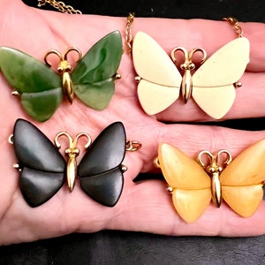 Butterfly Necklace Vintage Medium Sized Butterfly Pendant 1960s Resin
