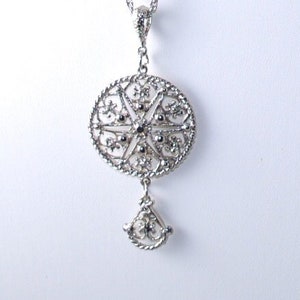Vintage Necklace Silver Toned Pendant  Holiday Gift Christmas Holidays 1970&#39;s