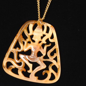 Vintage Carved Resin Dancing Shiva Pendant 1970s