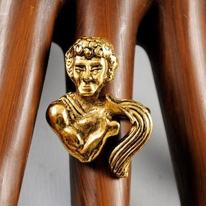 Vintage Horoscope Ring Aquarius The Water Carrier 1970s Ring