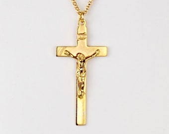 Beautiful Cross Vintage Cross Necklace Religious Cross Gold Plated