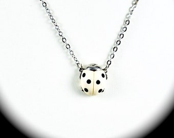 Ladybug Necklace Vintage 1970s Small GOOD LUCK Ladybug Pendant Insect Jewelry Bug Jewelry