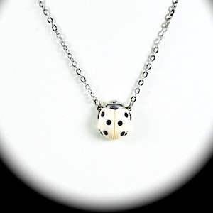 Ladybug Necklace Vintage 1970s Small GOOD LUCK Ladybug Pendant Insect Jewelry Bug Jewelry image 1