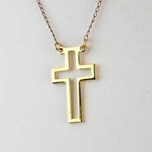 Vintage Cross Necklace Religious Cross Gold Tone Cross