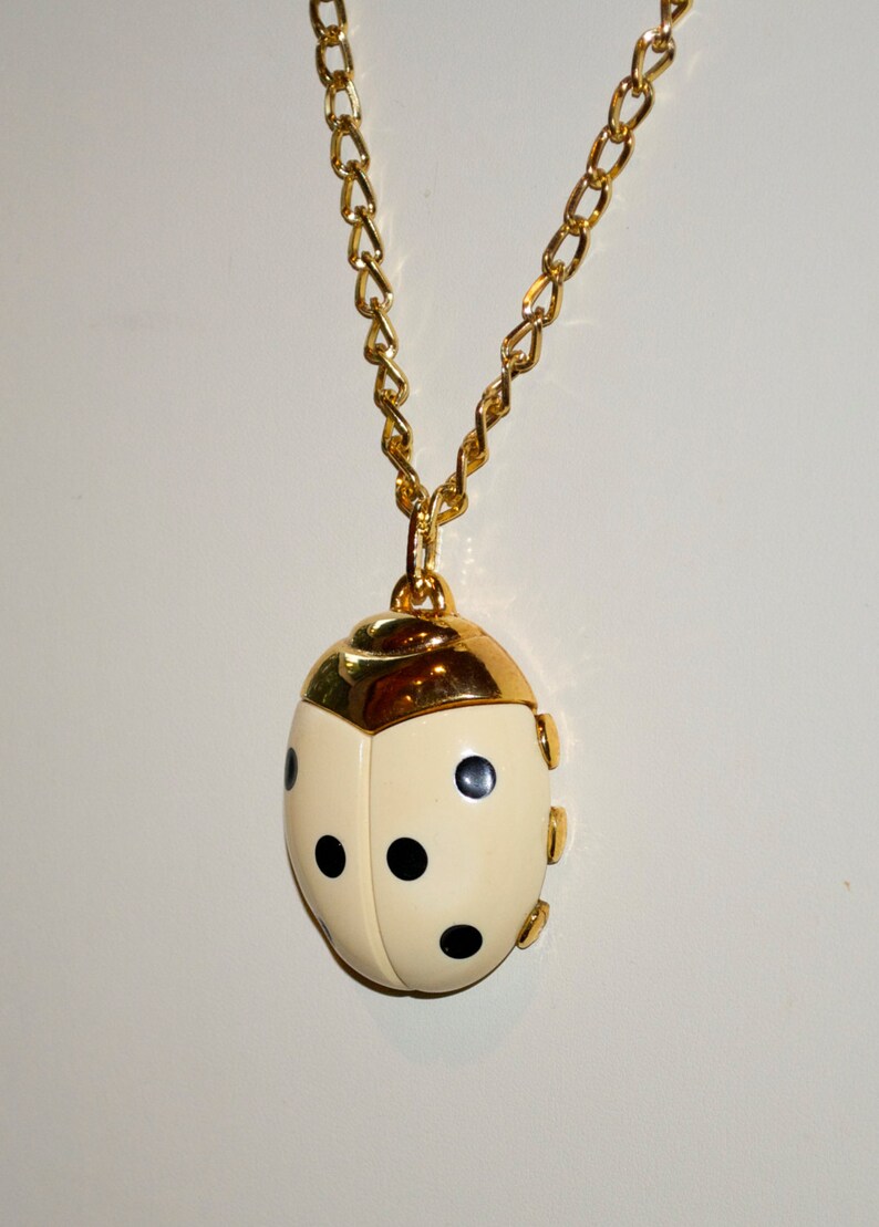 Ladybug Necklace Vintage Large Ivory Colored Resin Ladybug Etsy