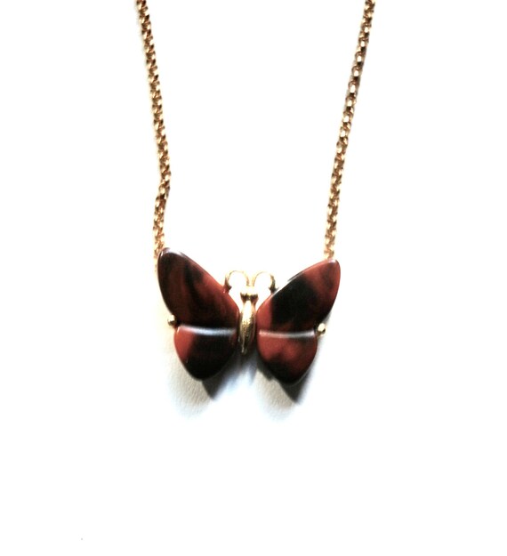 Vintage Small Marbled Black and Brown Butterfly P… - image 2