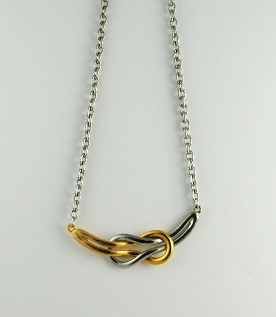 Necklace Vintage LOVE KNOT Silver and Gold Toned N