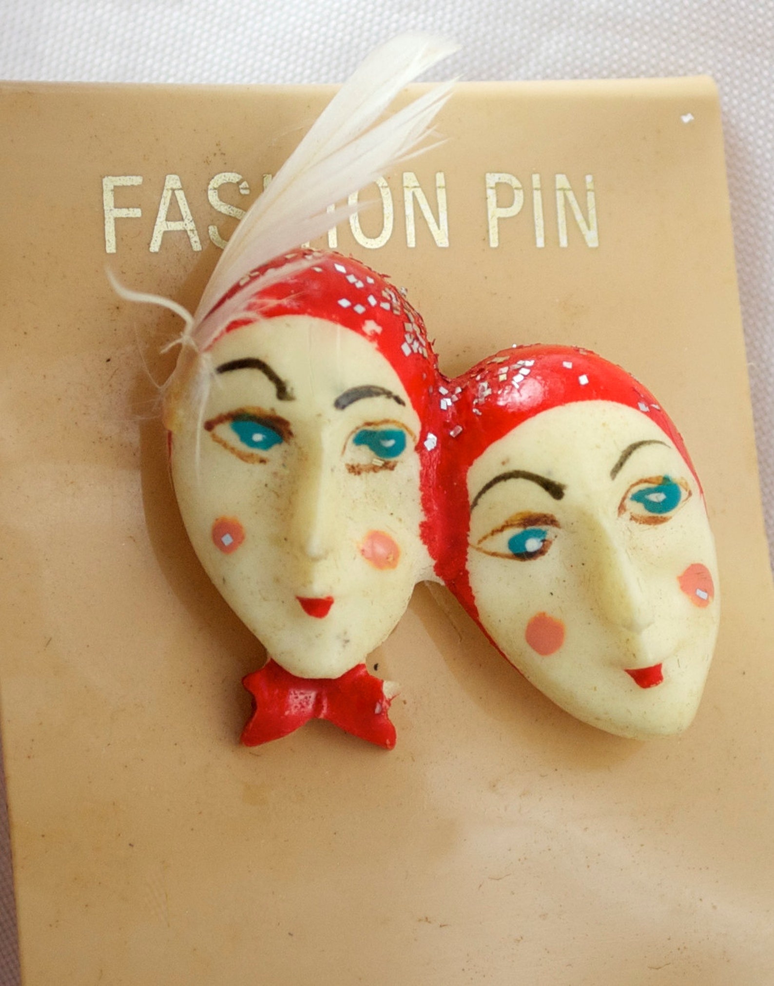Vintage Lady Pin Face Pin Face Brooch Twins Double Face Etsy