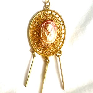 Vintage Cameo Gold Toned Necklace Statement Necklace 1970s