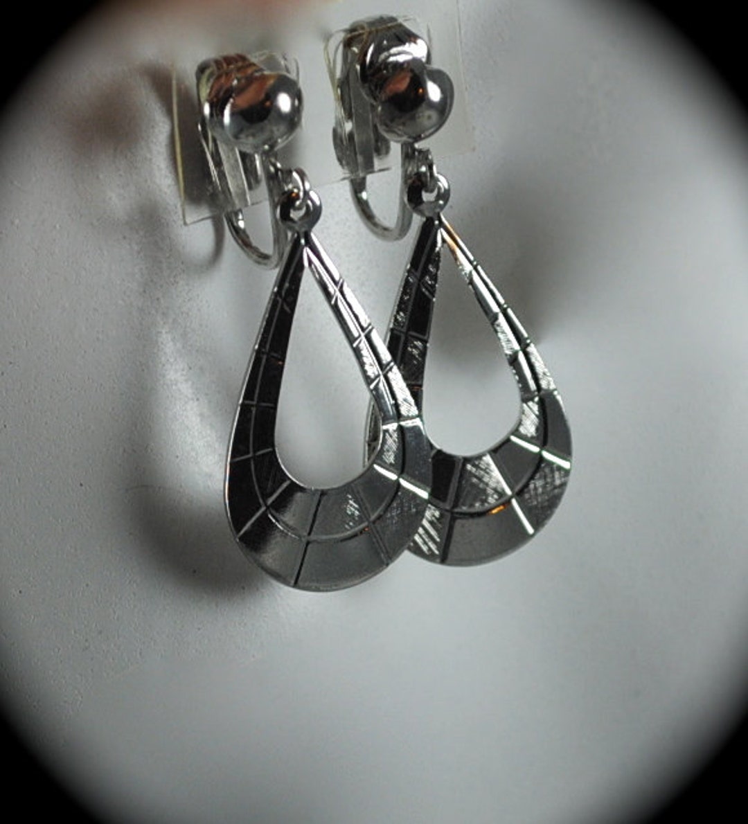 Vintage Teardrop Earrings Silver Toned Mod 1960s Etsy