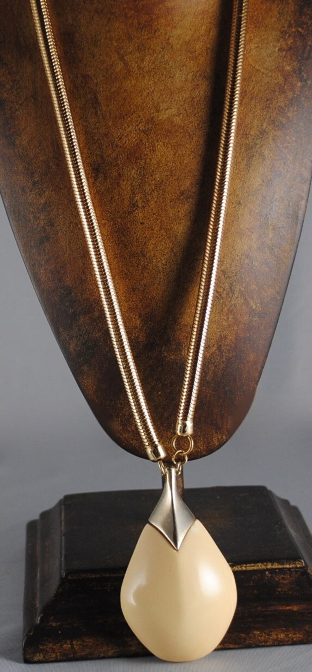 Lanvin Paris Signed Teardrop Cream Colored Resin Vintage Runway